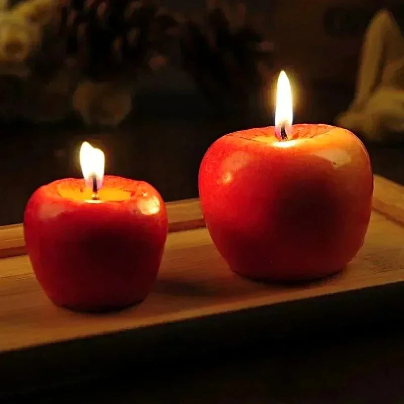 Christmas Gift Simulation Fruit Aroma Candle Apple Smokeless Handmade Candle Christmas Eve Party Decoration Candles Red Apple