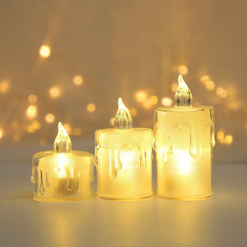 Flameless LED Candle Wishing Tea Light Warm White Flameless Candle Halloween Christmas Wedding Marriage Decor 4size Candle Light