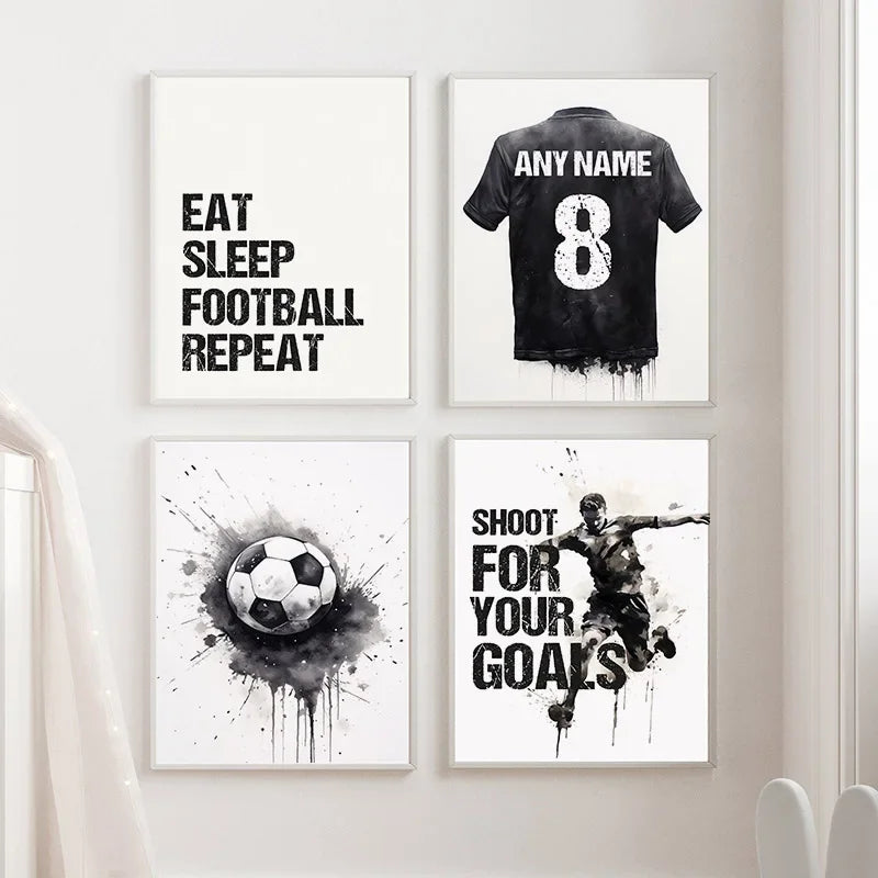 Custom Name Soccer Jersey – Kids Football Club Posters and Prints, Canvas Painting, Wall Art, Living Room Home Decoration, Aesthetics