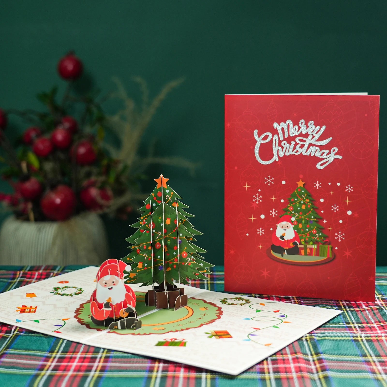 Christmas Card Santa Ride Xmas Festival New Year Card Winter Holiday Greeting Cards with Envelopes