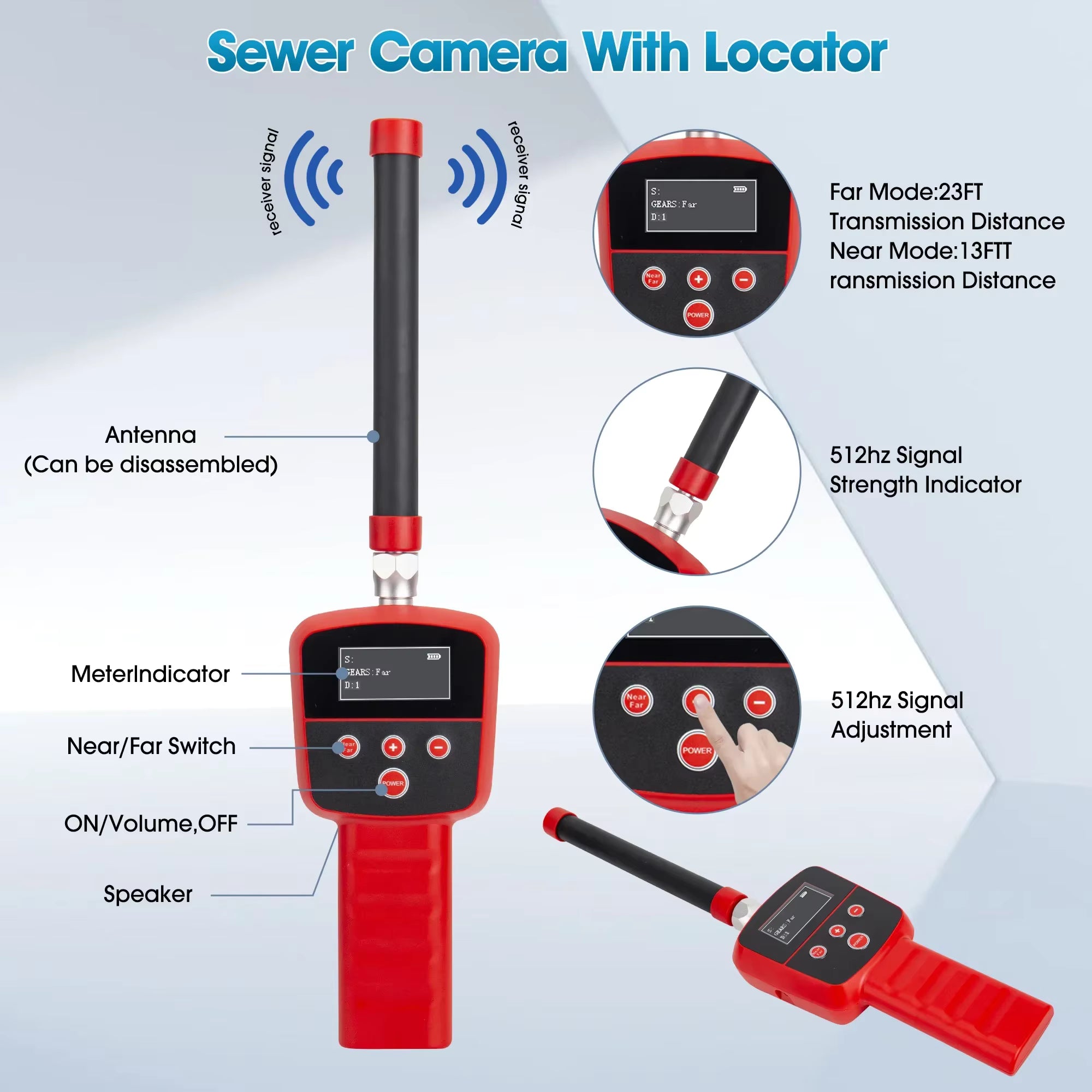SYANSPAN Sewer Pipe Inspection Camera Receiver – 512Hz Locator for Underground Pipe Detection