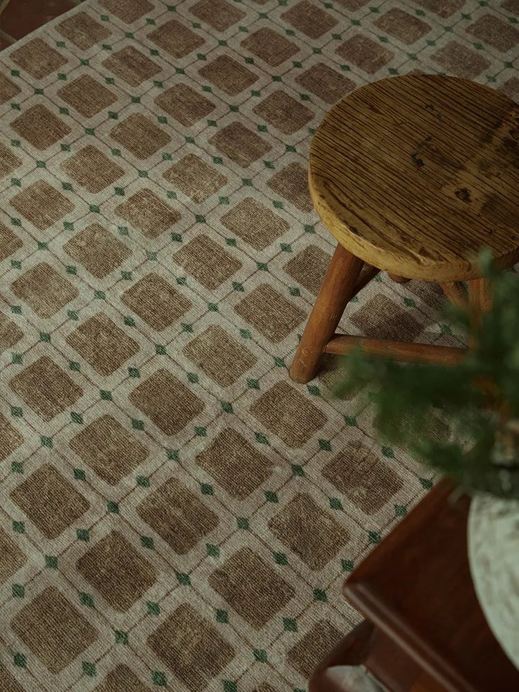 Geometric Brown Lattice Carpets Vintage Creative Living Room Carpet  Soft Non Slip Bedroom Rug Coffee Table Rugs Alfombra Ковер