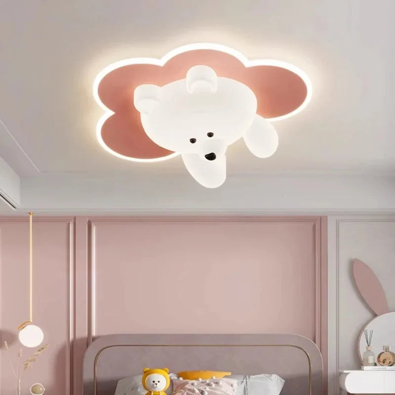 Children's Baby Room Cute Bear Ceiling Light – Home Decoration Lamp, Cloud Circle, Minimalist Creative Design, Luxury LED Lighting
