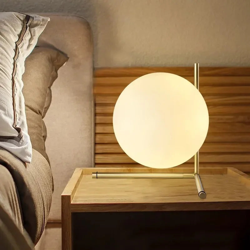 Scandinavian Bedroom Bedside Glass Table Lamp – Simple Modern Study Reading Lamp, Lustrous Hotel Room Creative Decorative Table Lamps