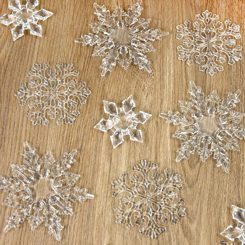 3/5pcs Christmas Ice Snowflake Pendants Transparent Snowflake Icicle Xmas Tree Hanging Decoration For Home New Year Navidad Gift