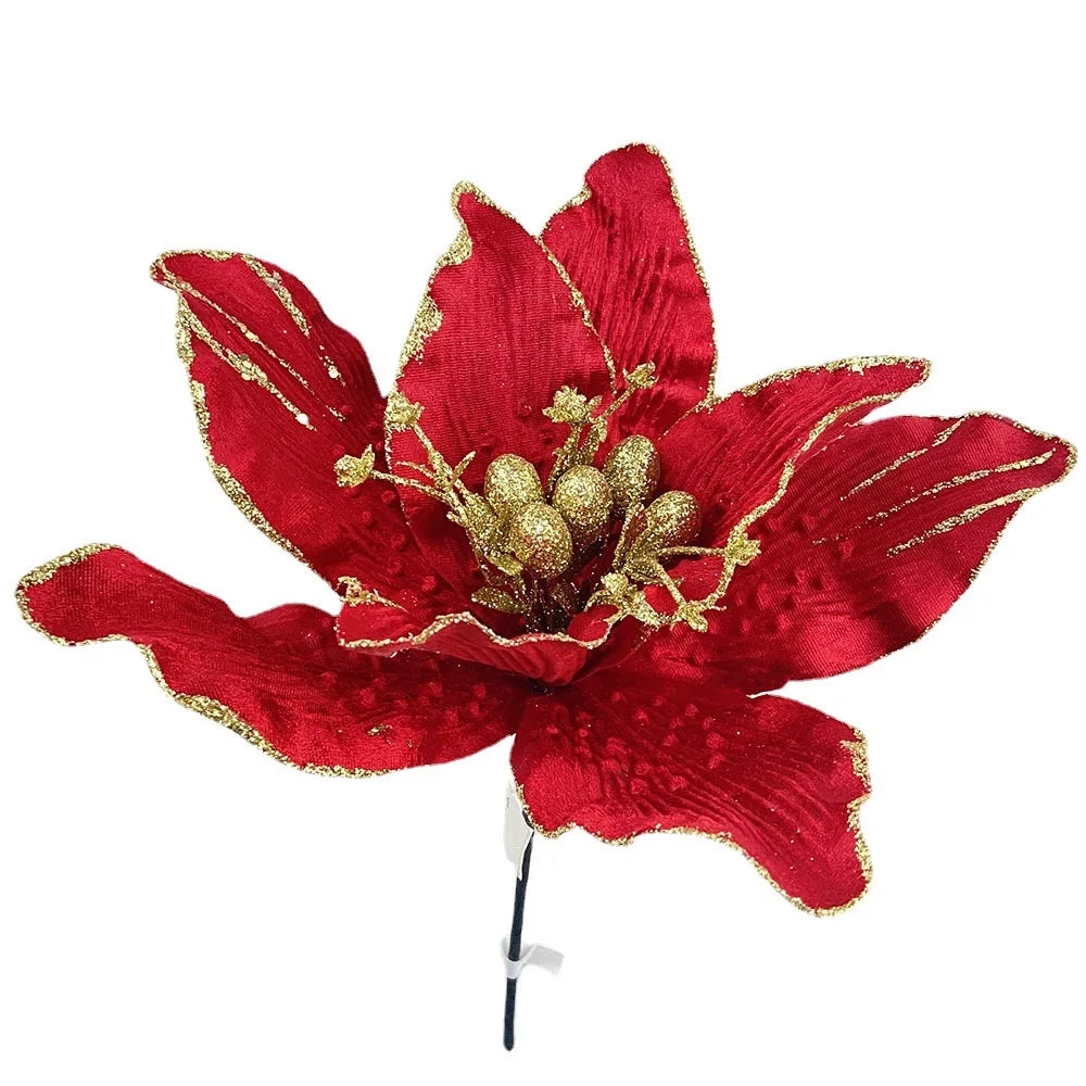 Velvet Flower Decoration for Christmas Party, Festival Ornaments, Accessories, Fake Flore, Props