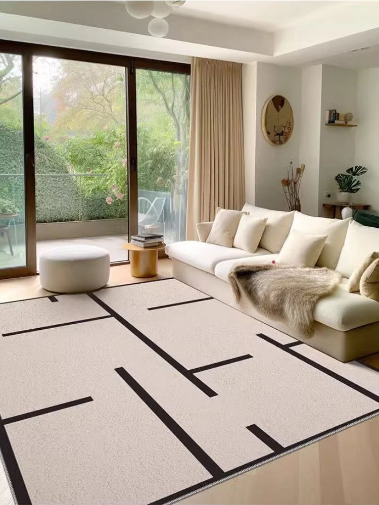White Black Striped Carpet Minimalist Luxury Living Room Carpets Modern Art Home Decoration Rug Comfortable Soft Bedroom Rugs