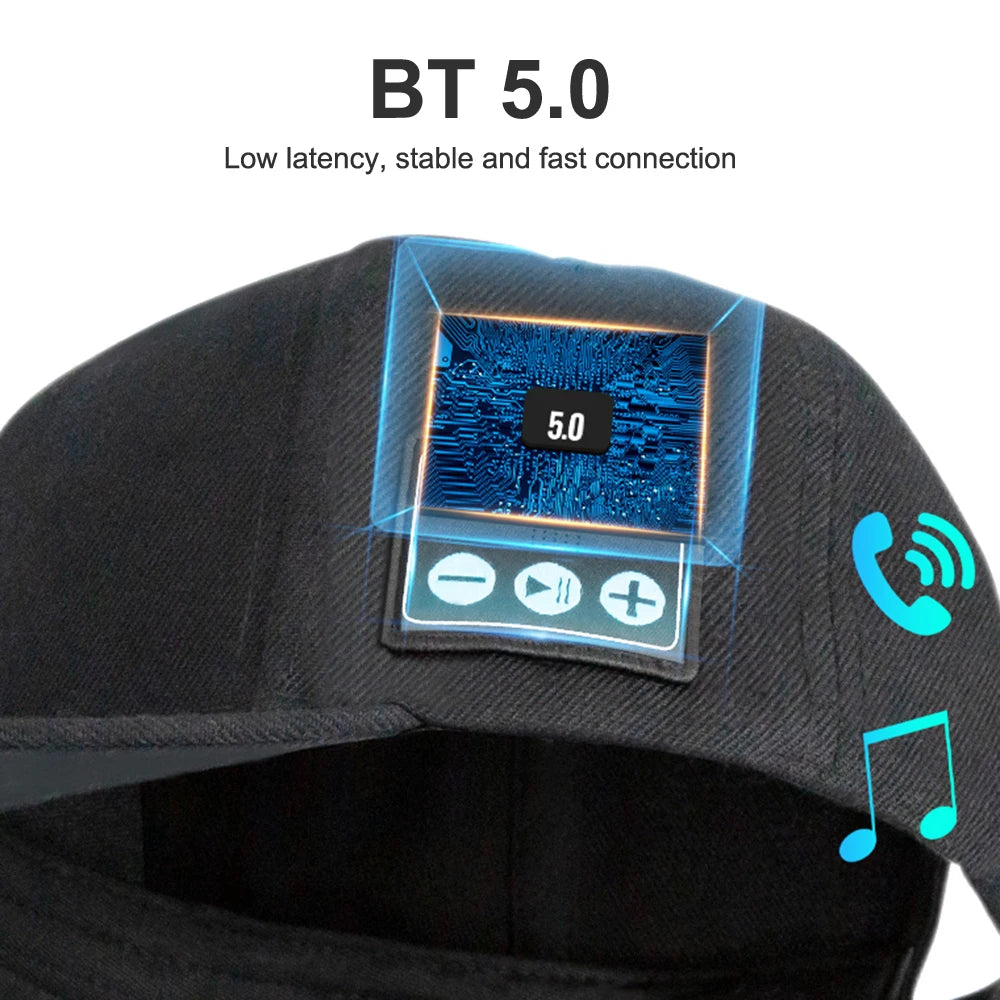 NEW Bluetooth Hat with Wireless Speaker - Adjustable Baseball Cap with Built-in Mic for Outdoor Sports