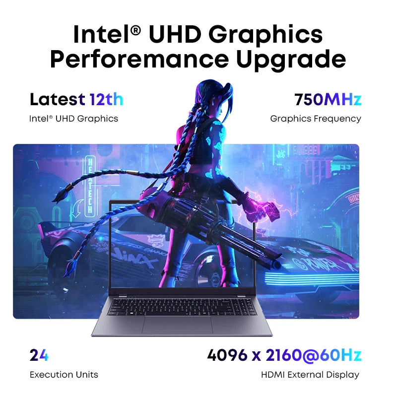 CHUWI GemiBook Plus Laptop – 15.6", Intel N100 Graphics, 12th Gen, 1920x1080P, 16GB RAM, 512GB SSD, Cooling Fan, Windows 11