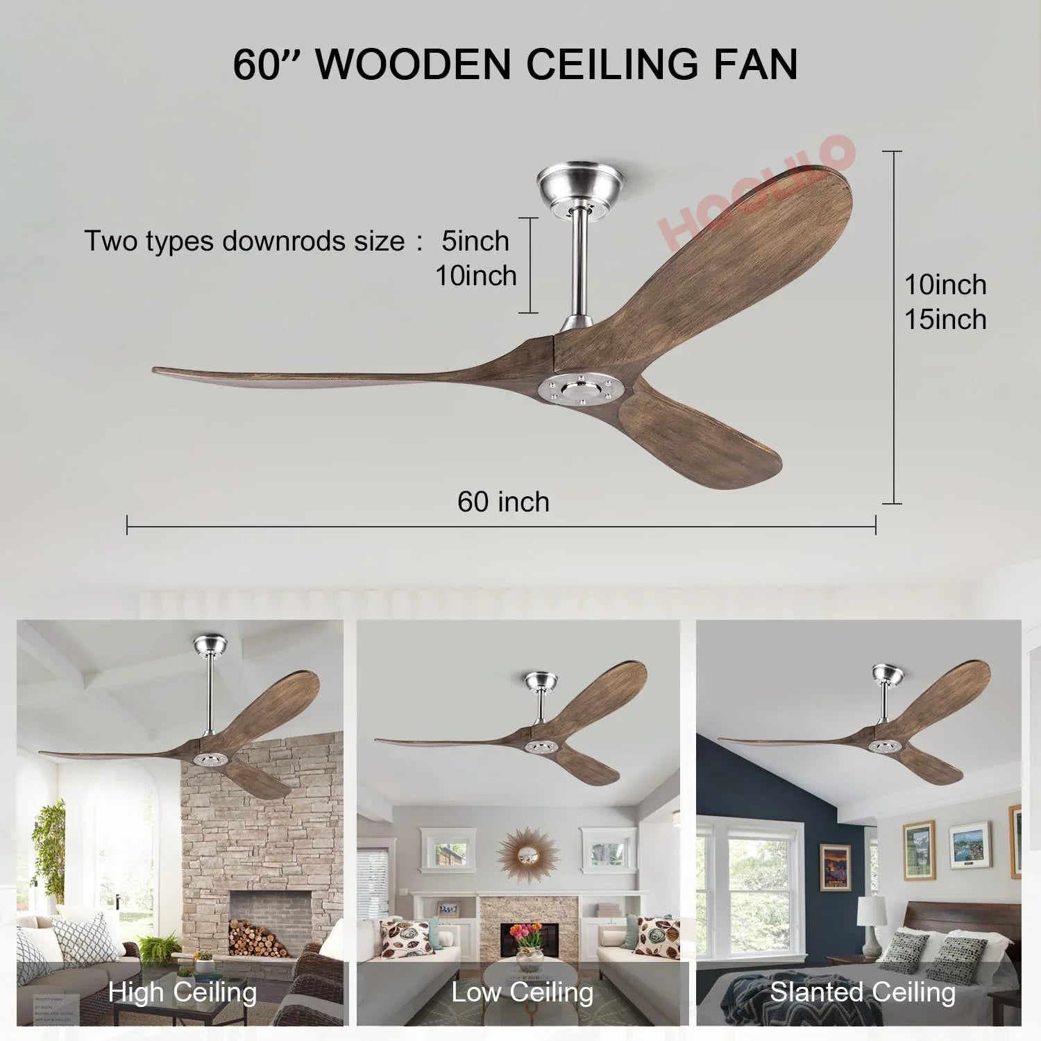Big Size Wood Ceiling Fan with LED Lights – DC Motor, 6 Speeds, Ventiladores de Techo con Luces, Free Shipping