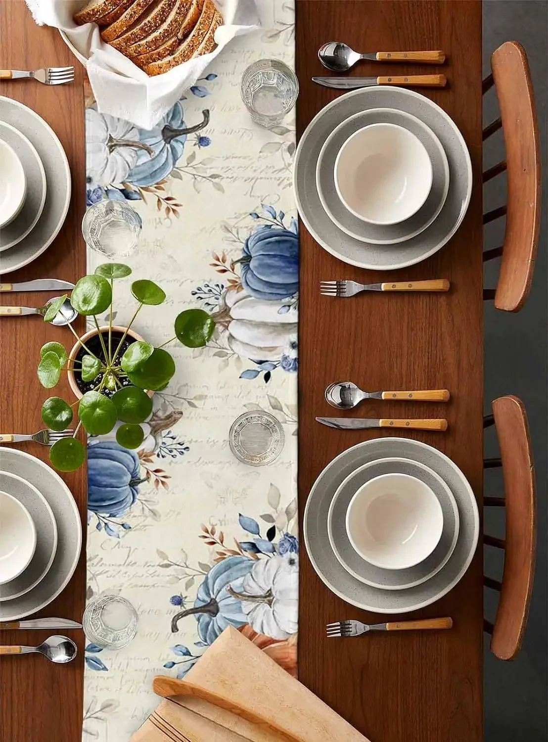 Fall Thanksgiving Watercolor Pumpkins Linen Table Runners Dresser Scarves Decor Farmhouse Dining Table Runners Party Decorations