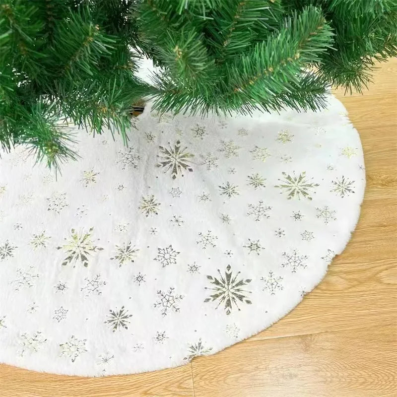 Christmas Tree Skirt Beaded Snowflake Sparkle 78cm/90cm/120cm Plush Carpet Christmas White Tree Skirt Decoration New Year