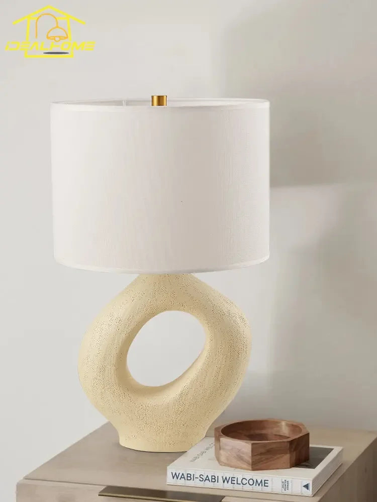 Designer Wabi-Sabi Modern Resin Table Lamp – LED E27, Art Decorative Desk Light for Living Room, Model Room, Bedside, and Coffee Tables