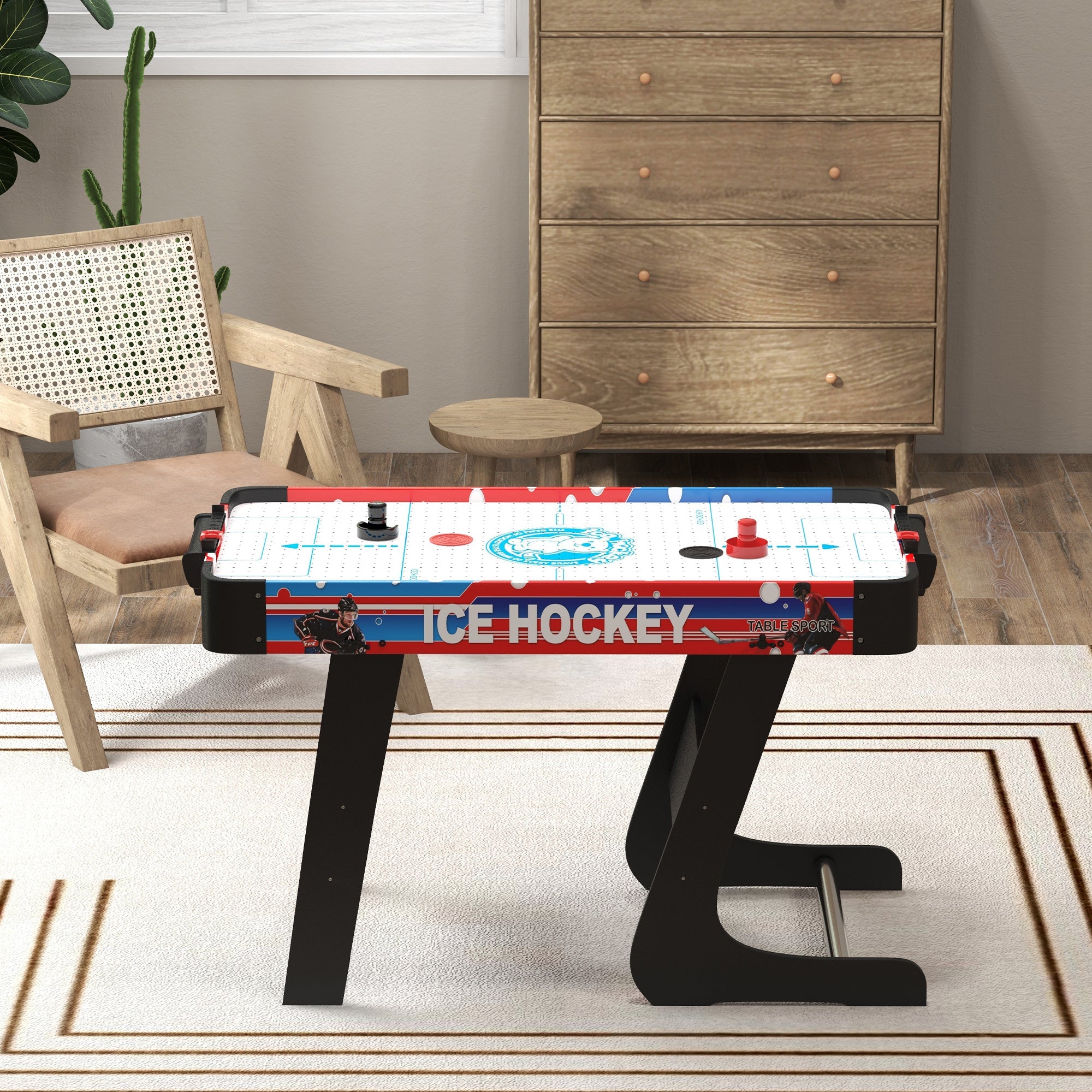 Soozier Compact Air Hockey Table 40" Arcade Style with Electronic Scoreboard 2 Pucks 2 Pushers for Game Room