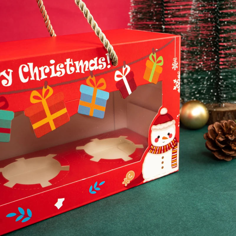 LBSISI Life-Christmas Cupcake Boxes Xmas New Year Family Party Santa Decor Pastry Mousse Cake Pudding Packaging Favor Christmas
