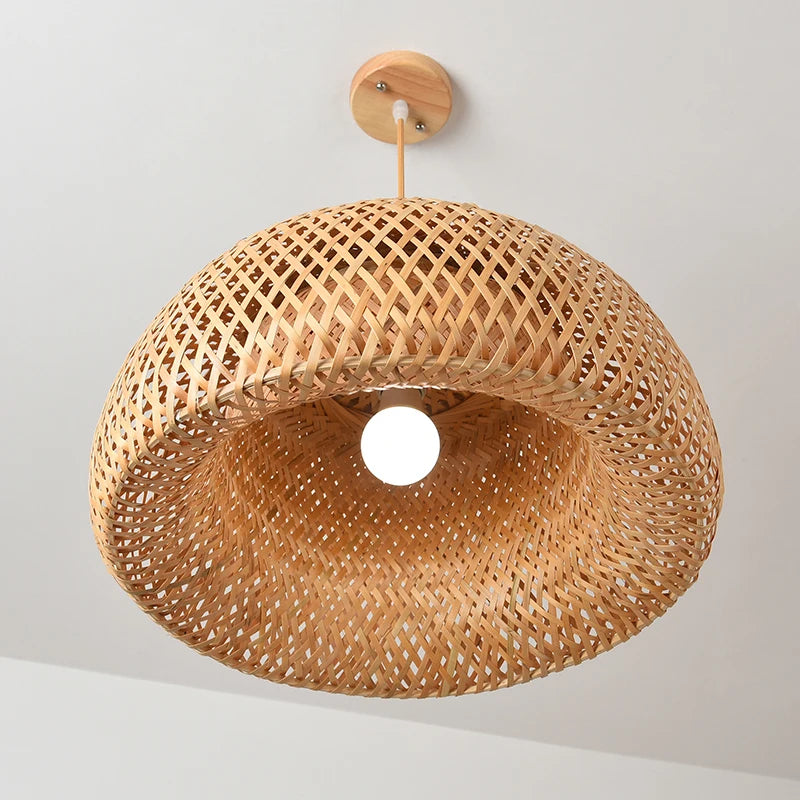 Rattan Pendant Light - Hand-Woven Bamboo Lantern Lampshade, E27 Lighting Fixture