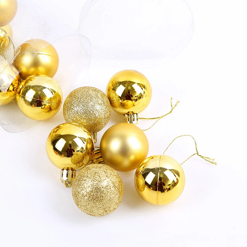 24Pcs Christmas Balls Ornaments Christmas Tree Decoration Shatterproof Hanging Ball Holiday Home Party Decor Shiny Plastic Balls