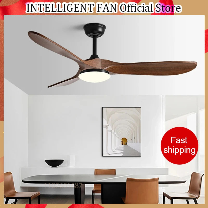 42/52/60 Inch Ceiling Fan – 3 ABS Blades, DC 35W Pure Copper Motor, with Remote Control and 24W LED Light, for Restaurant