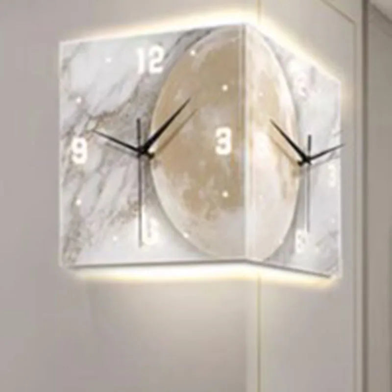 Dual Digital Acrylic Wall Clock – Nordic Unique Design, Minimalist Modern Wall Watch for Living Room Furniture