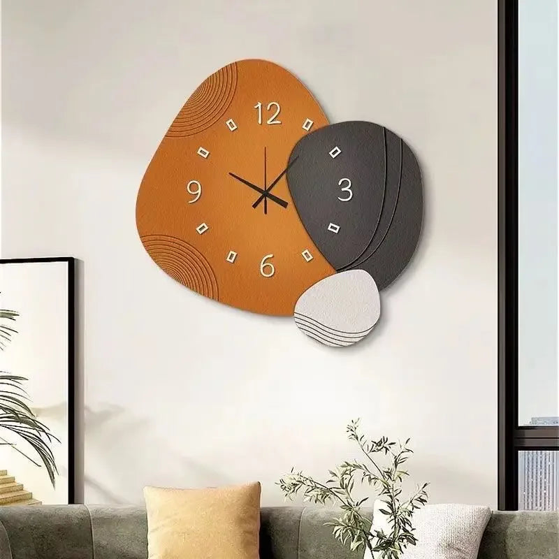 Oval Living Clock - Silent Modern Trendy Wall Clock, Creative Mural Decoration for Restaurants & Home