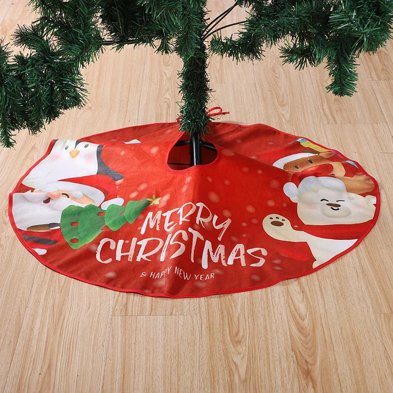 90cm Christmas Tree Skirt Tree Xmas Gift  New Year Party and Holiday Decorations Bright-Colored Tree Mat Base Festive Atmosphere