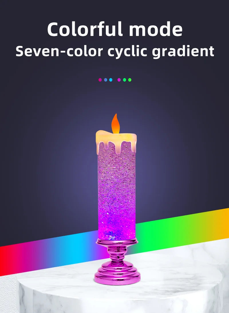 Christmas LED Candle Light Decorative Craft Night Lights Swirling Glitter Colorful Fantasy Crystal Night Lights Xmas Party Home