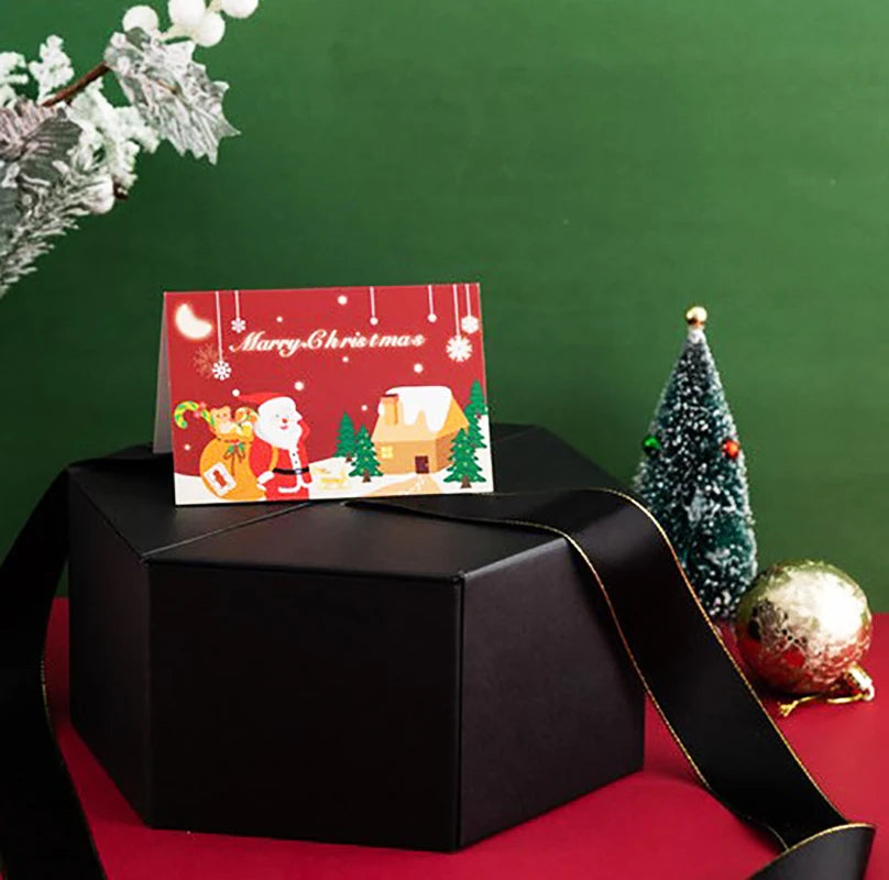 Merry Christmas Greeting Card 2024 New Year Festival Postcards Santa Claus Snowman Cartoon Gift Cards Christmas Party Decor