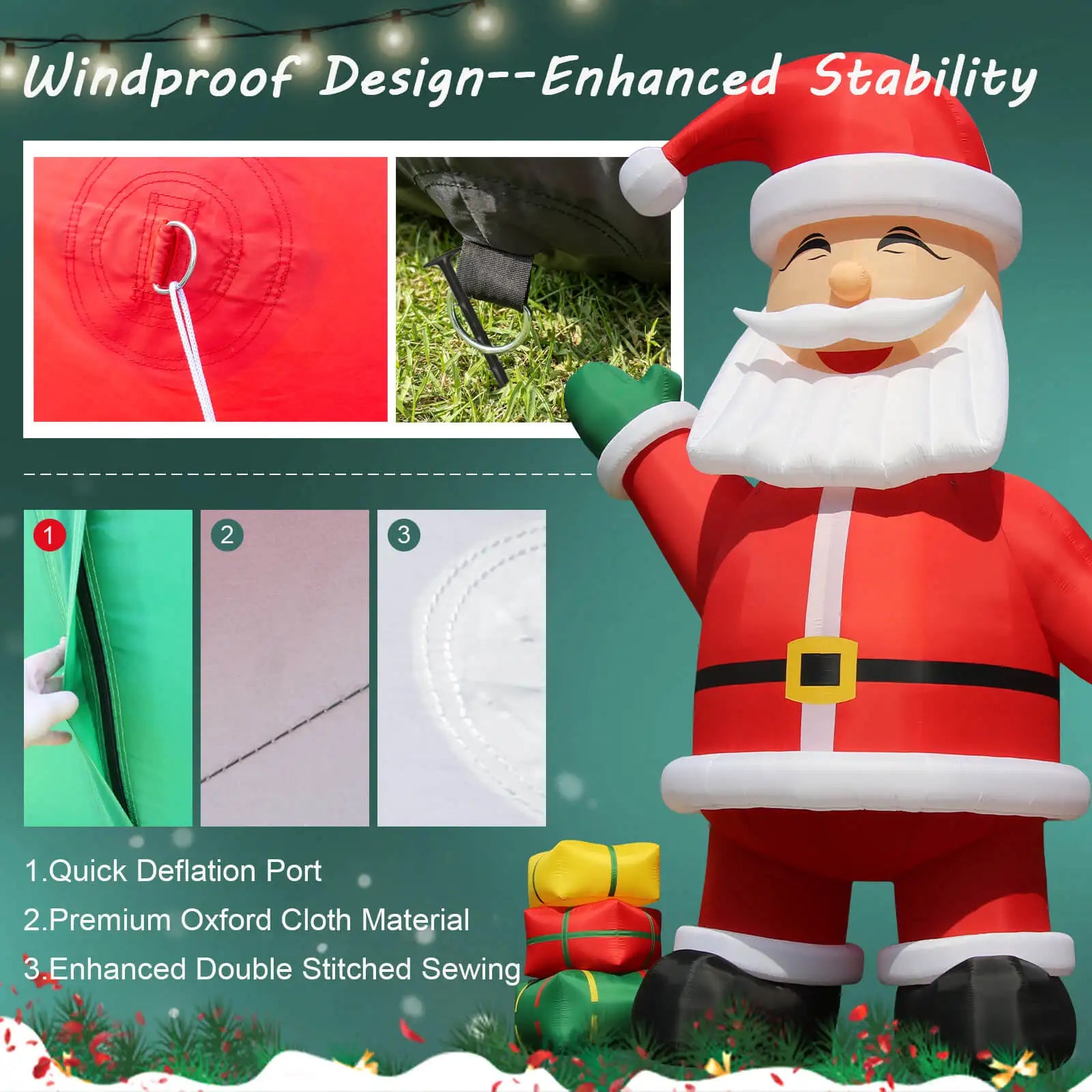 6/8/10m RTS Christmas Inflatable Santa Claus with Blower LED lighted Christmas Decorations Outdoor Yard Lawn Christmas Part