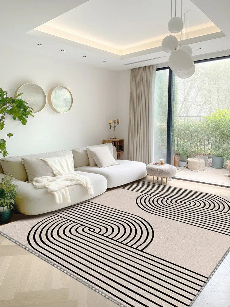 White Black Striped Carpet Minimalist Luxury Living Room Carpets Modern Art Home Decoration Rug Comfortable Soft Bedroom Rugs