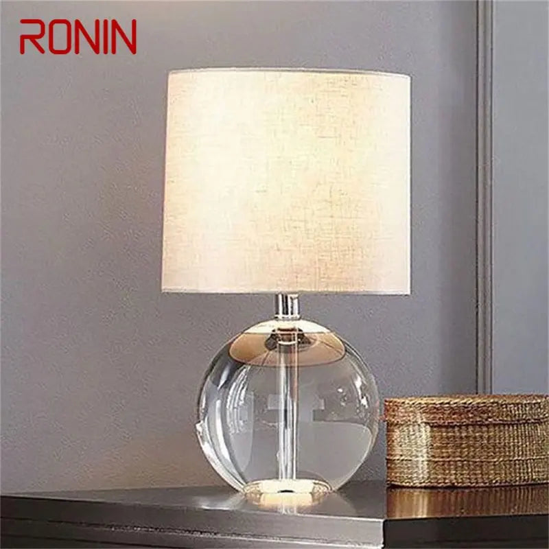 RONIN Dimmer Table Light – Contemporary Simple Desk Lamp with Round Crystal LED for Home Bedroom Decoration