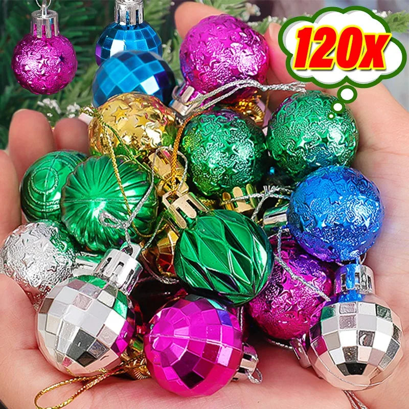 3CM Mini Christmas Balls Colorful Ball Xmas Tree Hanging Pendants Ornaments for New Year Party Home Decor Supplies Wholesale