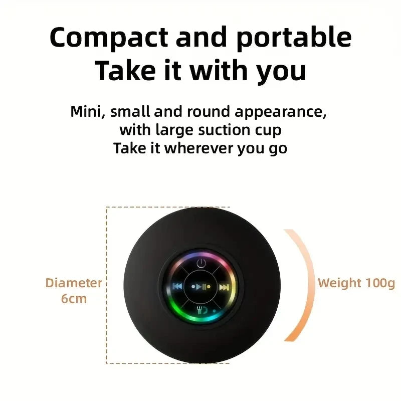 Bluetooth Portable Waterproof Speaker – Compact Bathroom Speaker with Suction Cup
