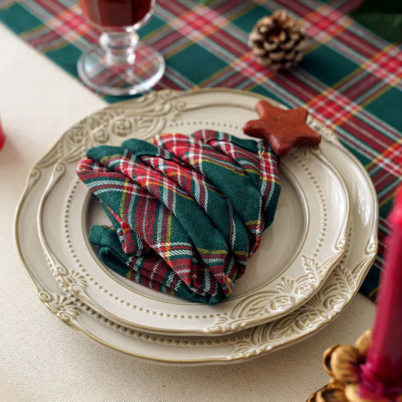 6/12/24pcs Christmas style 40x40cm Tablecloth Napkins, Durable Polyester Thickened Pads, Reusable Kitchen, Dining Napkins Cloth