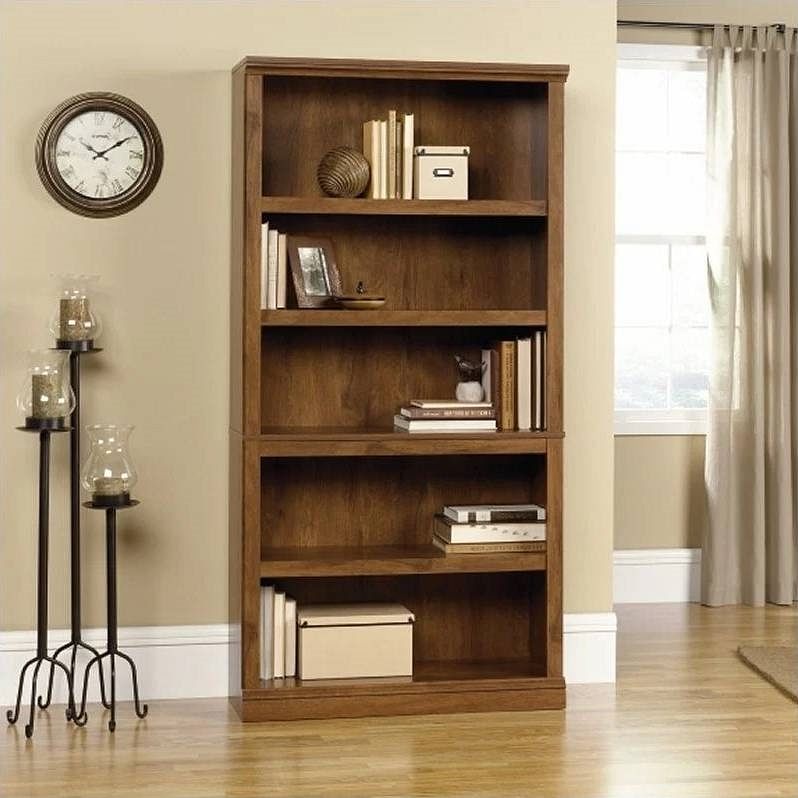 5-Shelf Bookcase in Medium Brown Oak Finish - Free Shipping