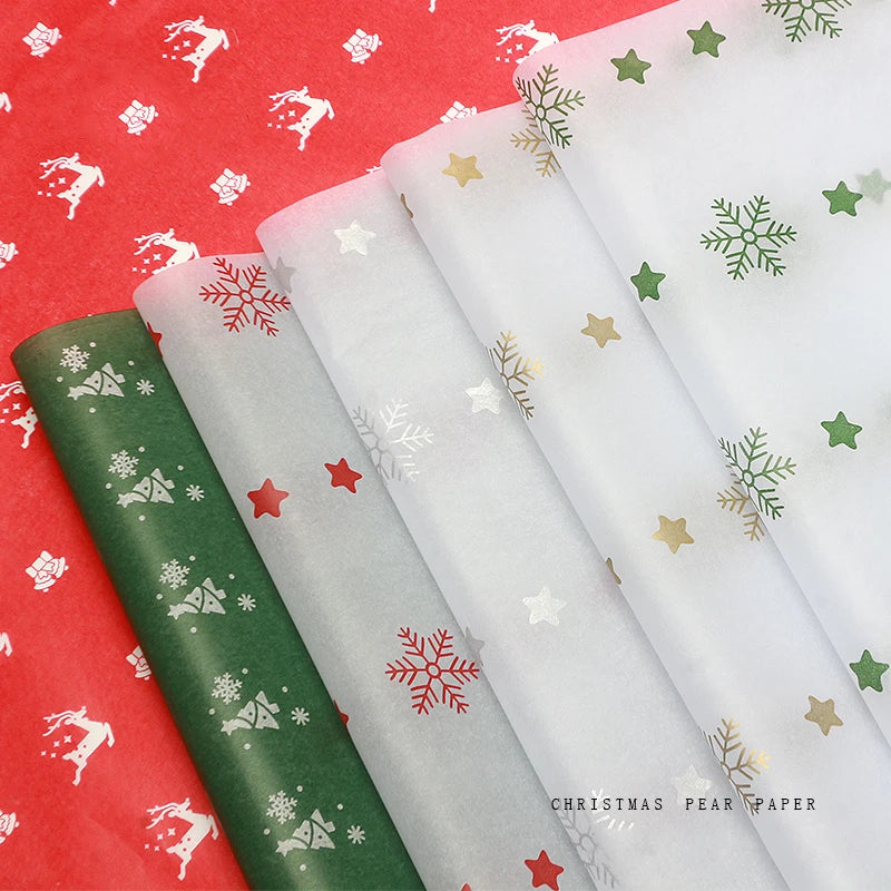 Christmas Gift Wrapping Tissue Paper, Snowflake Liner, Flower Packaging Gift Bag, Decoration Paper, 20 Sheets