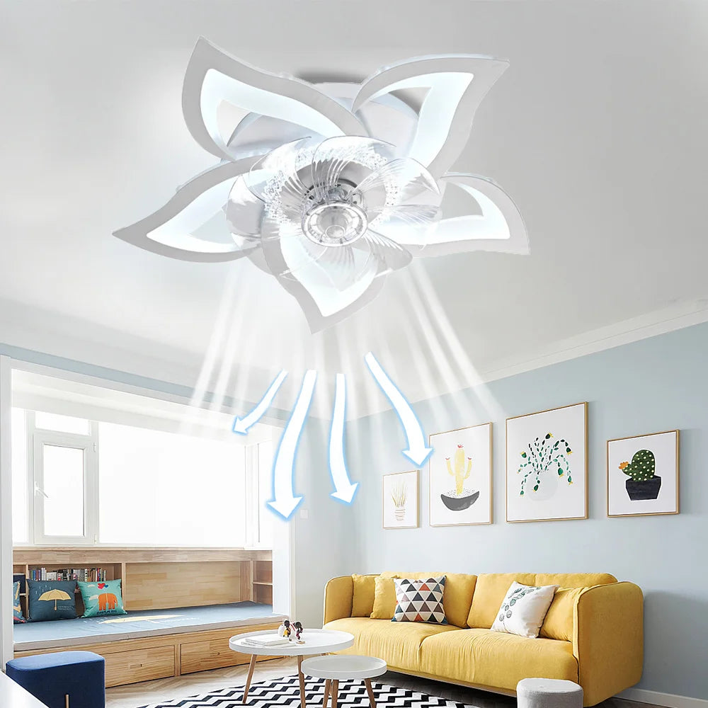 Modern LED Ceiling Fan with Light - App and Remote Control, Mute, Adjustable Dimmable Ceiling Lamp for Living Room and Bedroom Decor