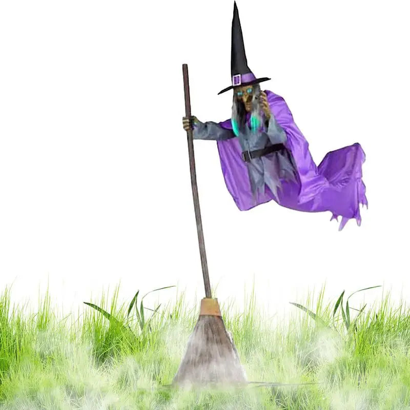 Flying Witch Halloween Decoration | Halloween Props with Terrifying Sounds | Garden Lawn Halloween Decoration | Creepy Witch Prop