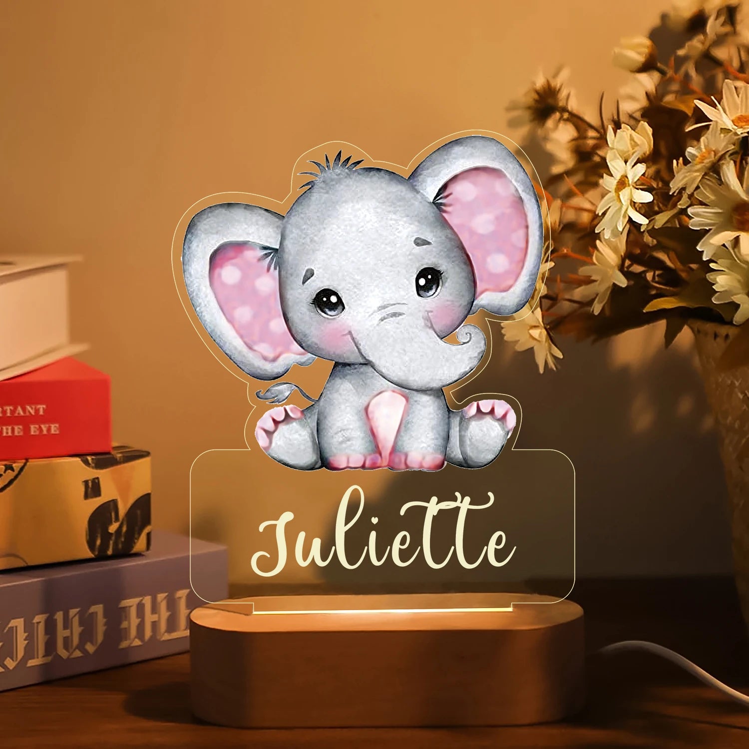Personalized Children’s Animal Night Light - Custom Name Acrylic Lamp for Baby Kids Bedroom, Home Decoration & Birthday Gift