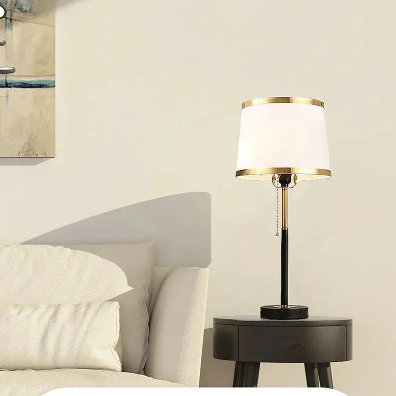 Retro Simple Table Lamp - Pull Switch Light, Luxury Nordic Style Bedside and Study Desk Light for Bedroom and Living Room Decoration