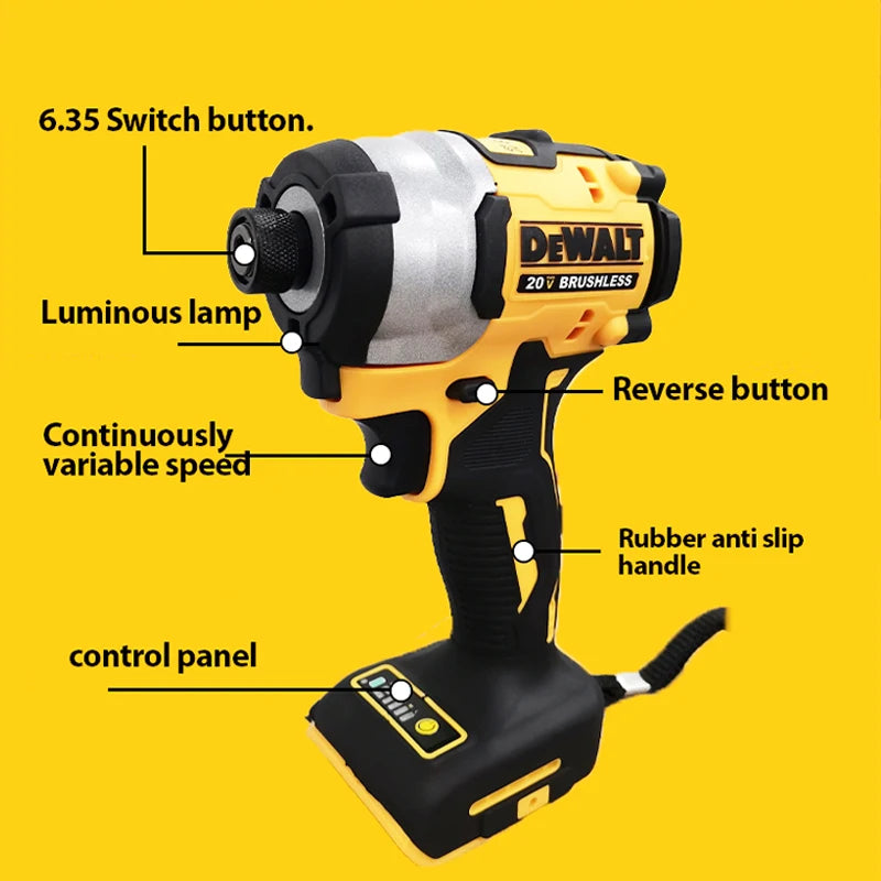 DEWALT DCF850 20V Impact Driver – 205NM Brushless Motor, Cordless Rechargeable Screwdriver, Electric Impact Drill Power ToolÂ