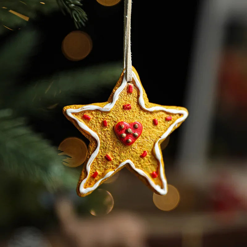 Christmas Elements Hanging Ornaments Resin Snowflake Wooden Horse Snowman Santa Claus Pendant Home Xmas Tree Decorations Gifts