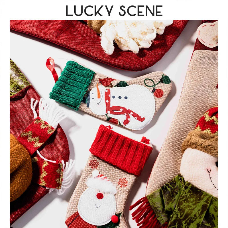 Large Size Christmas Stockings Candy Bag Pendant Large Stockings Christmas Decoration Gift Bag Snowman S01487