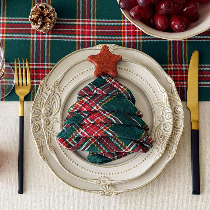 6/12/24pcs Christmas style 40x40cm Tablecloth Napkins, Durable Polyester Thickened Pads, Reusable Kitchen, Dining Napkins Cloth