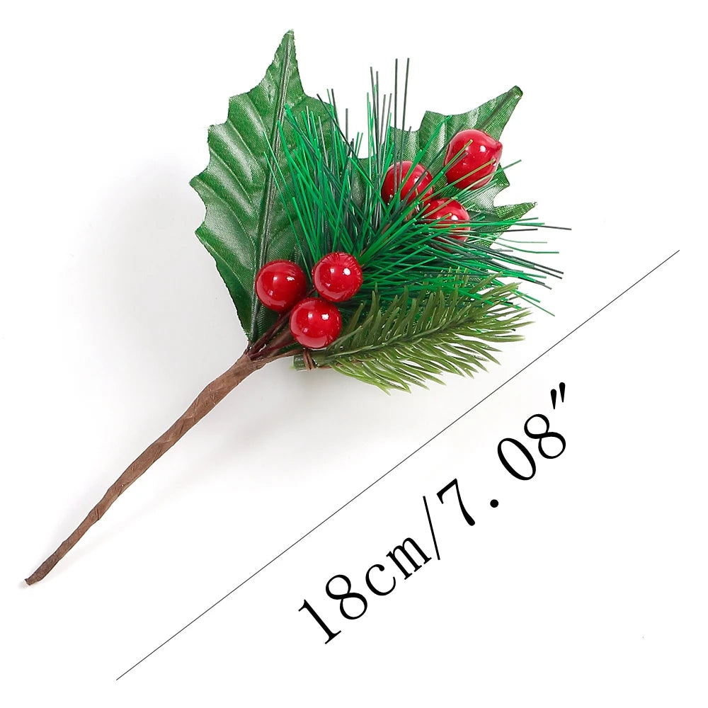Christmas Red Berry Artificial Flowers Pine Cone Branch Xmas Tree Christmas Decorations Home Decor New Year 2023 Ornaments Gifts