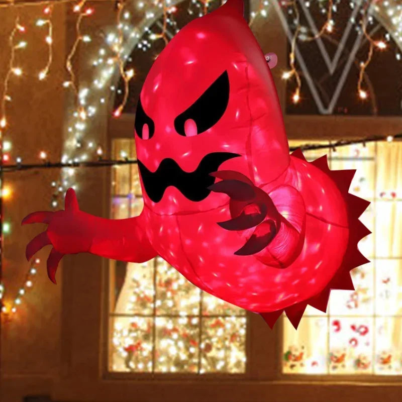 1/2/4PCS Halloween Inflatable Decoration Outdoor Spooky Horror Halloween Party Glowing Ghosts LED Rotating Fire Flame Lights