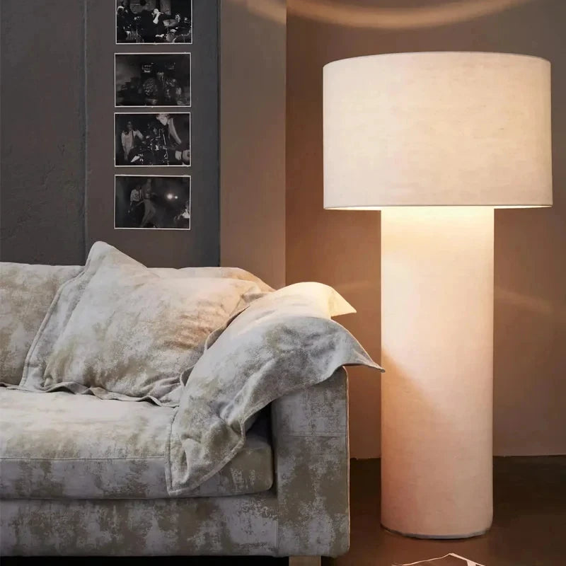 Nordic LED Floor Lamp - Fabric Tubular Post Modern Standing Light for Living Room, Bedroom, Sofa Corner, Bedside