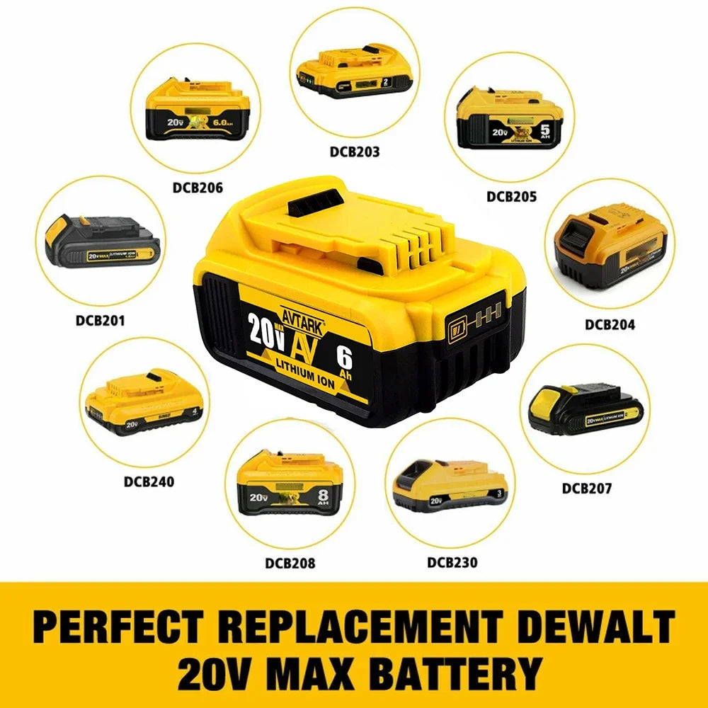 DCB200 20V Battery – Compatible with DeWalt Power Tools, 18V, 12Ah Rechargeable Lithium BatteryÂ