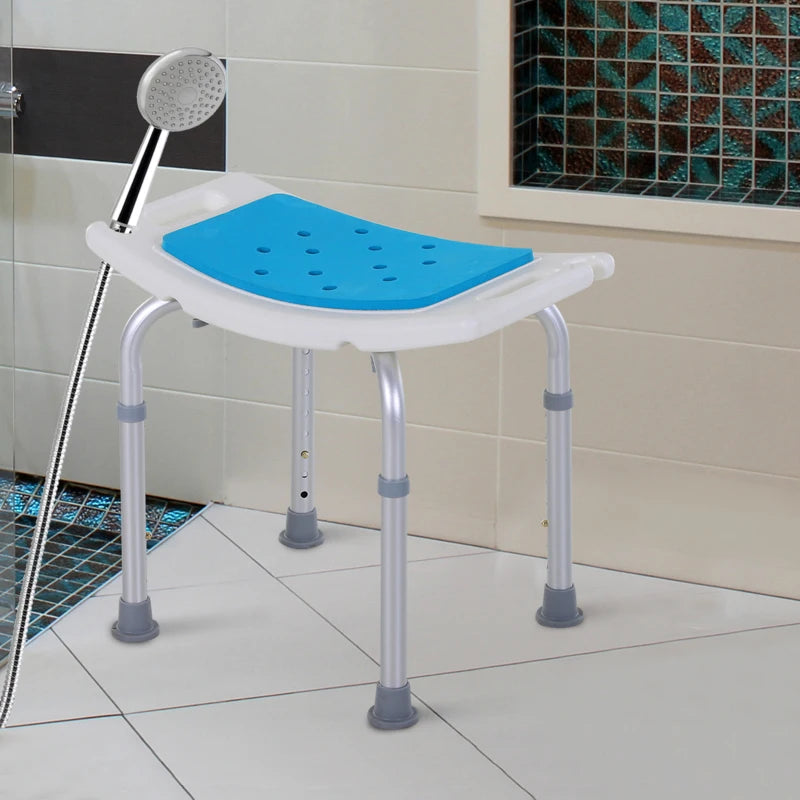 Height Adjustable Shower Chair, 20.5"W Aluminum Shower Stool for Inside Shower with Suction Cup Feet, EVA Padded Bath Seat for Senior, Elderly, Disabled