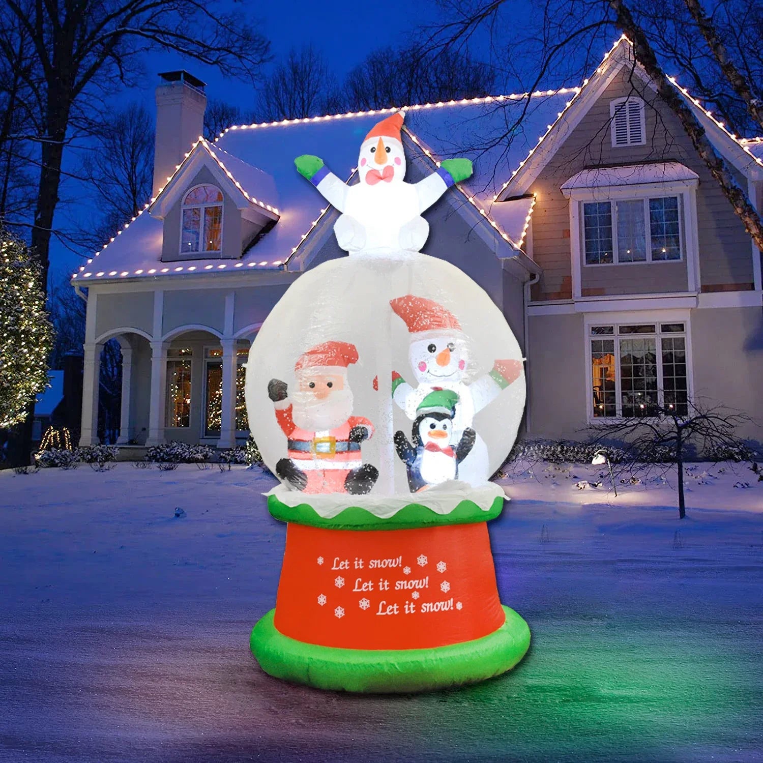 Inflatable Snowball Christmas Decoration for Home Garden Santa Snow Globe Led Light Inflatable Toys New Year Party Outdoor Decor