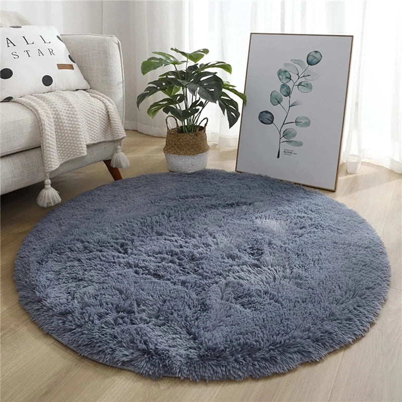 Bubble Kiss Round Orange Fluffy Plush Carpet for Home Living Room Decor  Long Piles Thick Area Rugs Bedroom Velvet Floor Mats